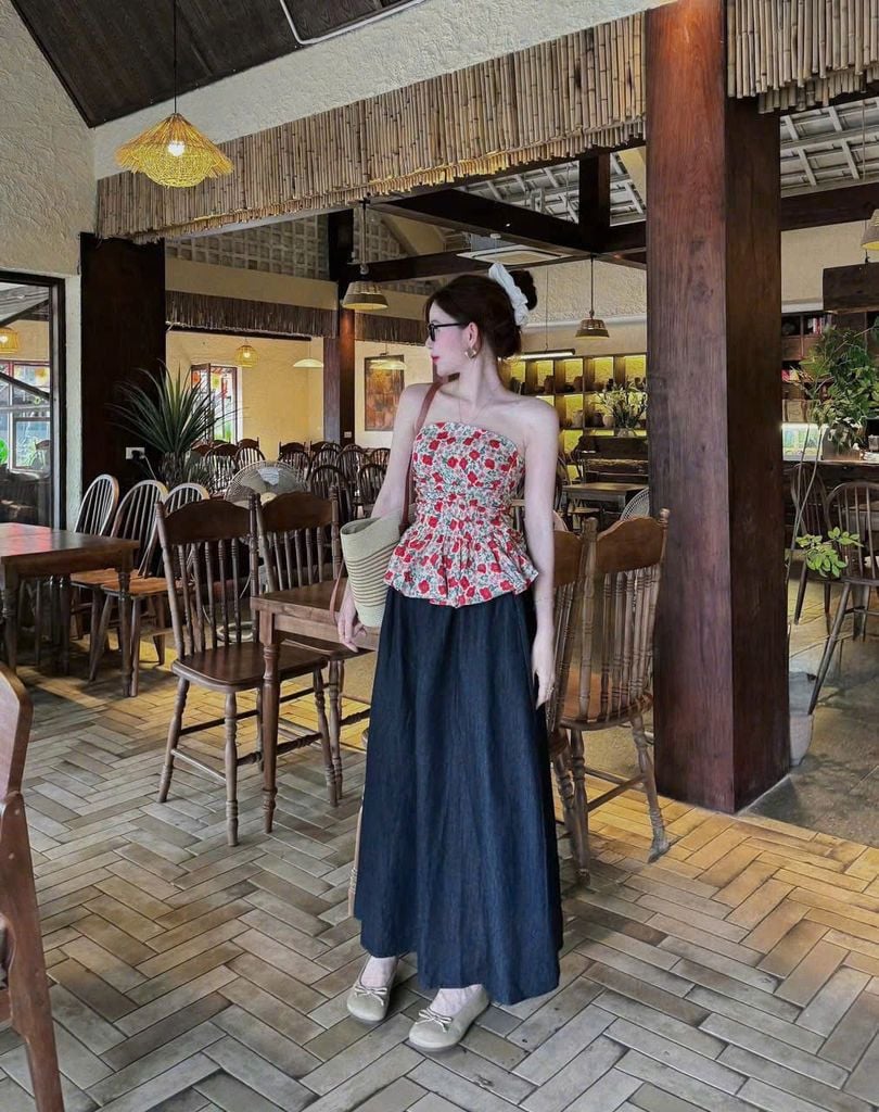 TB8593 - SET ÁO ỐNG HOA CC - CHÂN VÁY DÀI