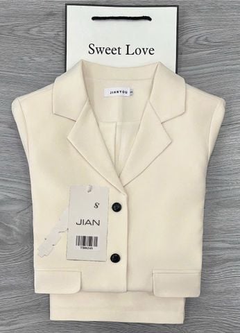 TB8634 Set áo vest form ngắn, Quần short (Kem Vàng)