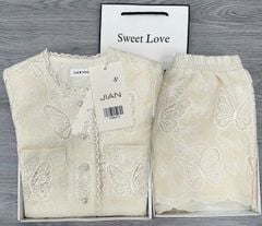 TB8657 SET REN BƯỚM CAO CẤP, QUẦN SHORT (KEM)