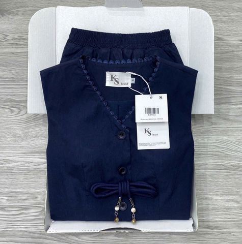 KS0956 - SET ÁO SÁT NÁCH - CHÂN VÁY DÀI XANH ĐEN ( KÈM DÂY CỘT EO)