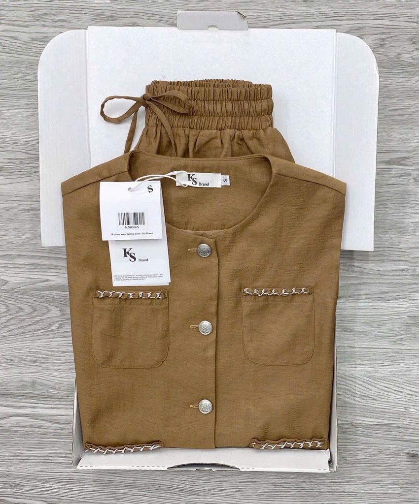 KS0966 - SET LINEN PHỐI TÚI NÂU