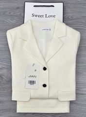 TB8635 Set áo vest form ngắn, Quần short (Trắng Kem)