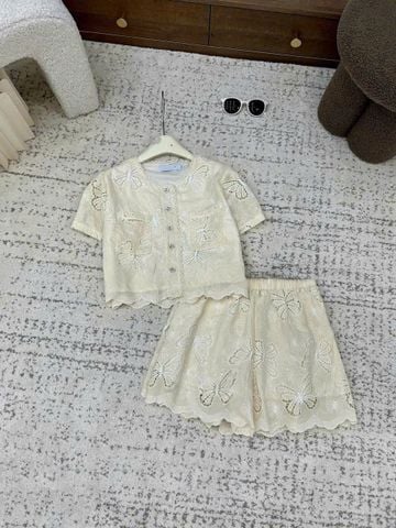TB8657 SET REN BƯỚM CAO CẤP, QUẦN SHORT (KEM)