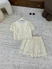 TB8657 SET REN BƯỚM CAO CẤP, QUẦN SHORT (KEM)