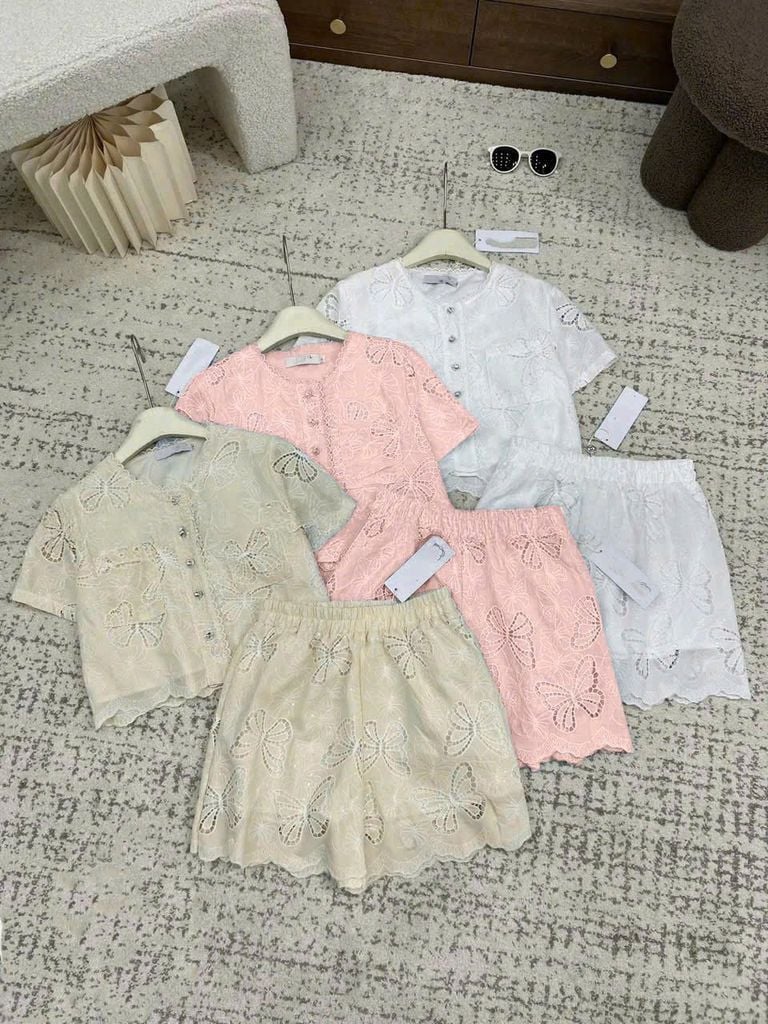 TB8657 SET REN BƯỚM CAO CẤP, QUẦN SHORT (KEM)