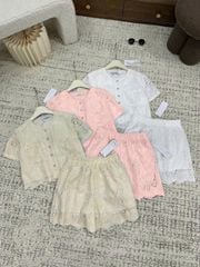 TB8657 SET REN BƯỚM CAO CẤP, QUẦN SHORT (KEM)