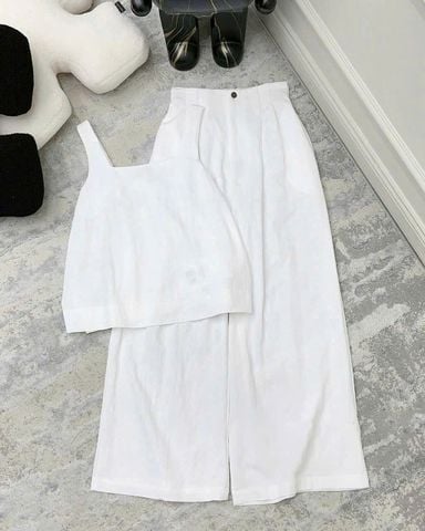 TB8662 SET ÁO DÂY QUẦN DÀI (TRẮNG)