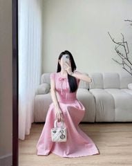 TQ4390 - ĐẦM NHÚNG EO PHỐI NƠ HỒNG