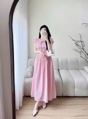 TQ4390 - ĐẦM NHÚNG EO PHỐI NƠ HỒNG