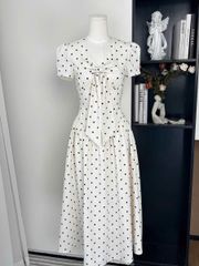TQ1822 - ĐẦM CHẤM BI CỔ TIM PHỐI NƠ