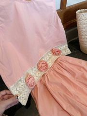 VGU0661 SET ÁO ĐÍNH HOA +CV DÀI (HỒNG)