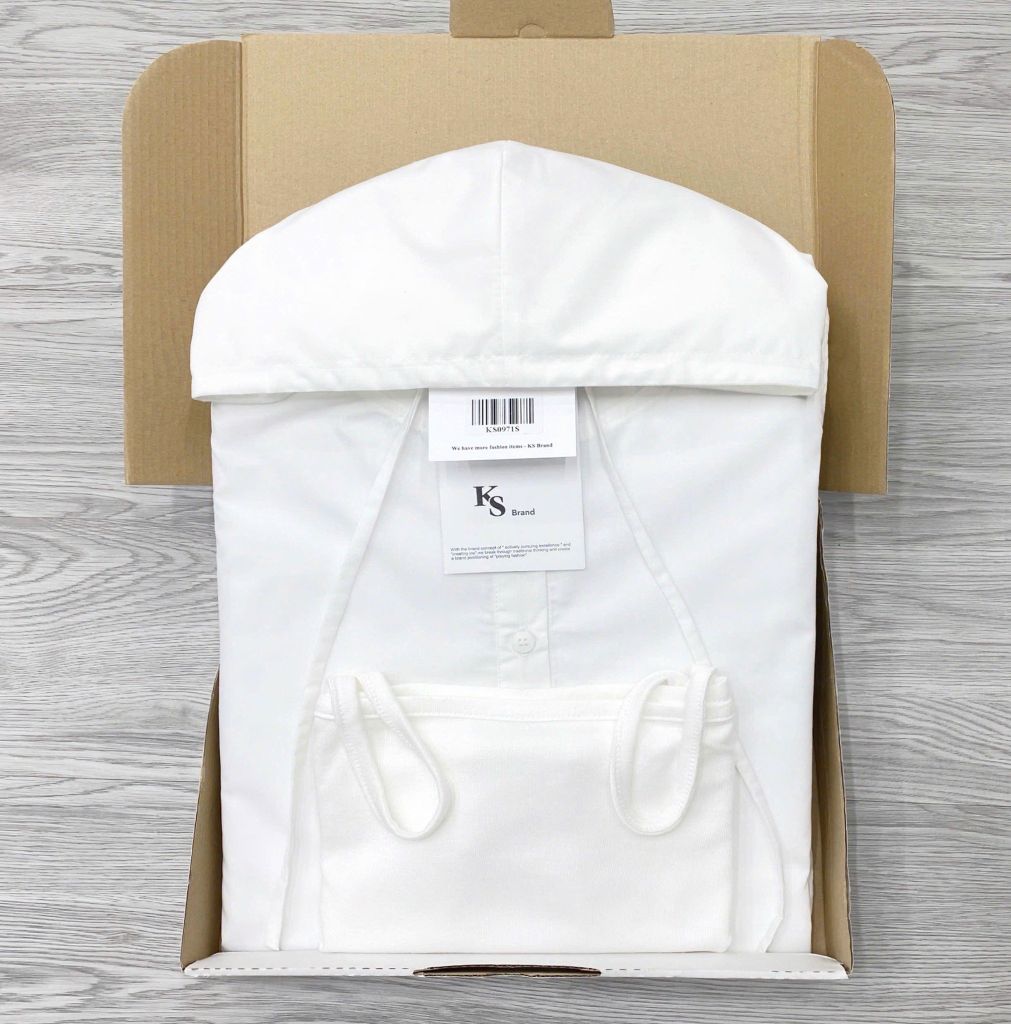KS0971 - ĐẦM NGẮN PHỐI NÓN (KÈM ÁO TRONG) - MÀU TRẮNG