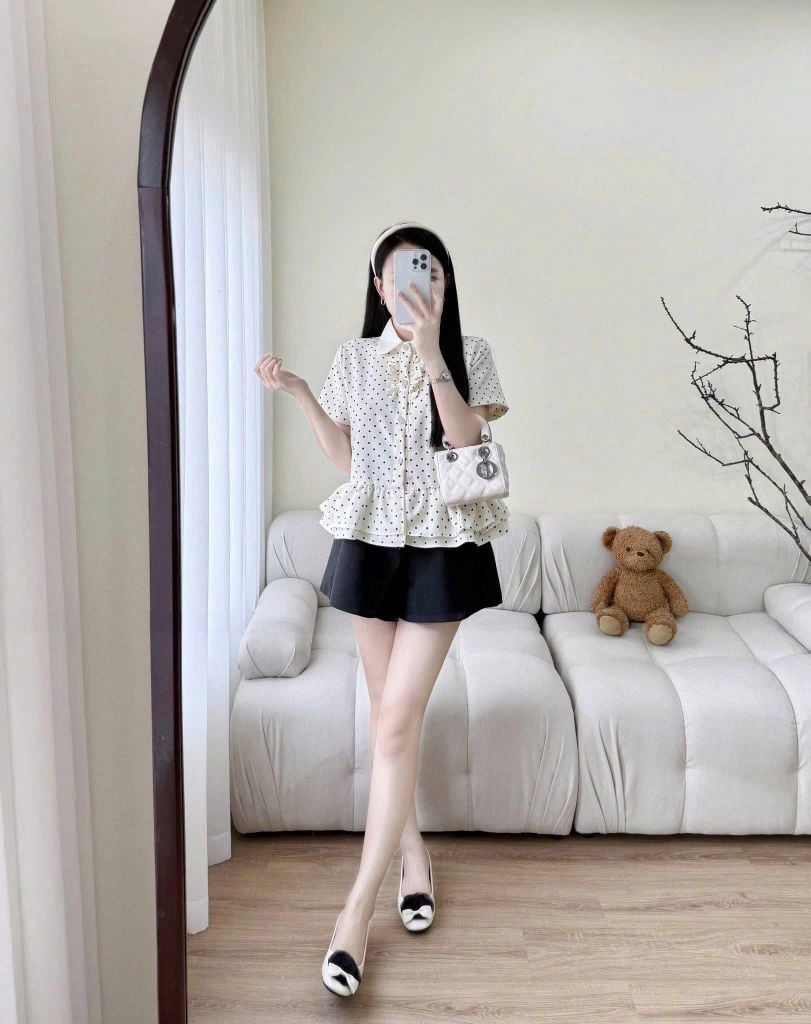 KS0976 - SET ÁO CHẤM BI - QUẦN SHORT