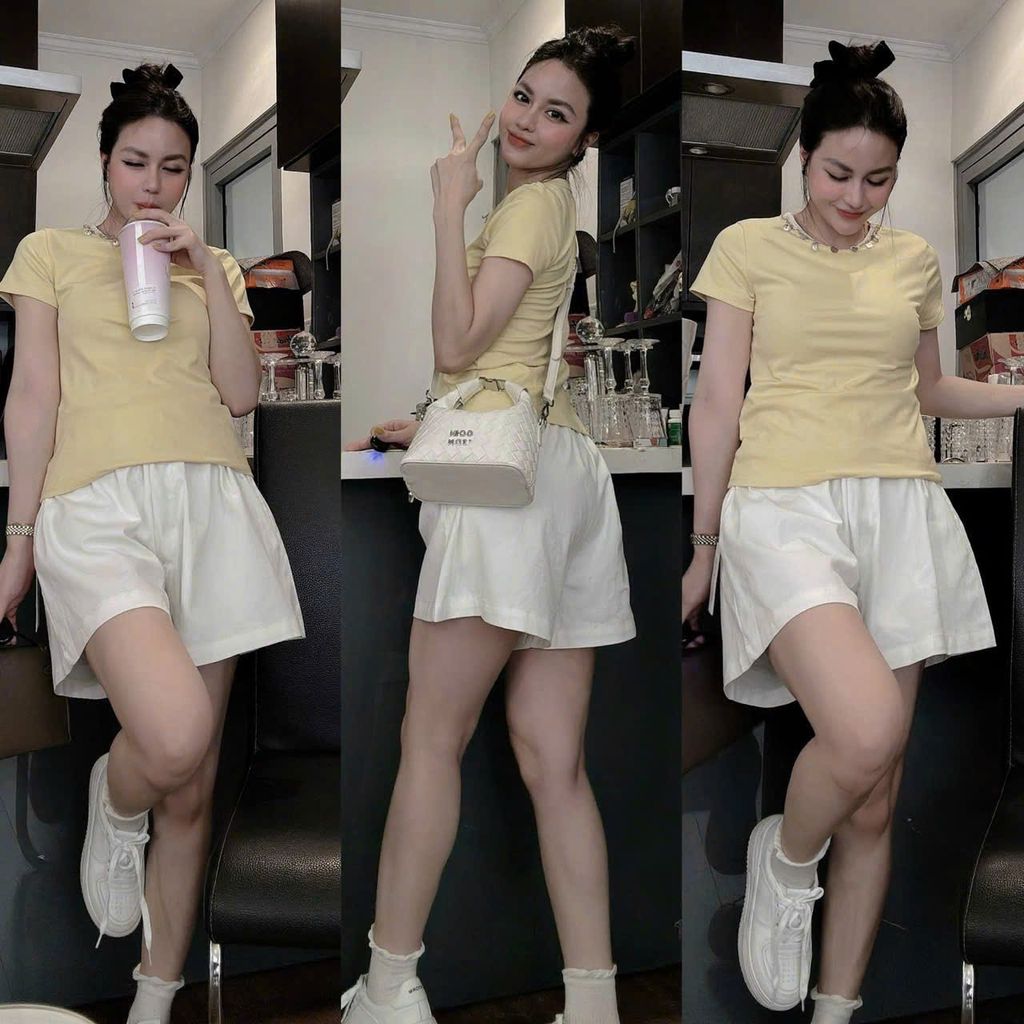 KS0934 - SE ÁO THUN VÀNG - QUẦN JEAN MỀM