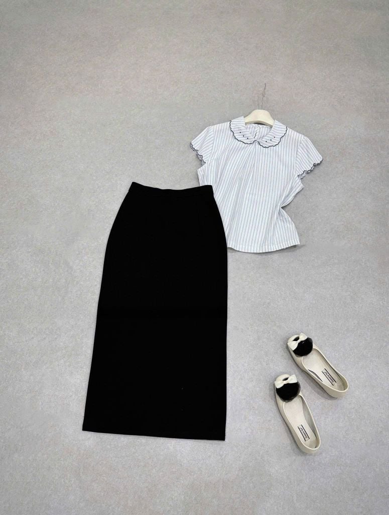 KS5140 - SET ÁO SƠ MI SỌC - CHÂN VÁY