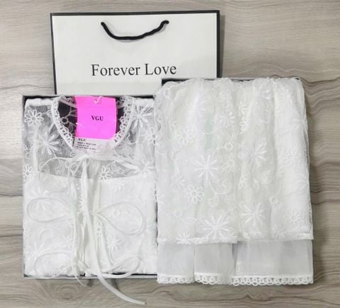 VGU0650 - SET REN TRẮNG + ÁO 2 DÂY