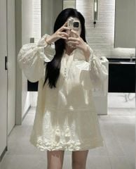 VRA0661 - ĐẦM BABY DOLL TAY DÀI, 2 LỚP CAO CẤP