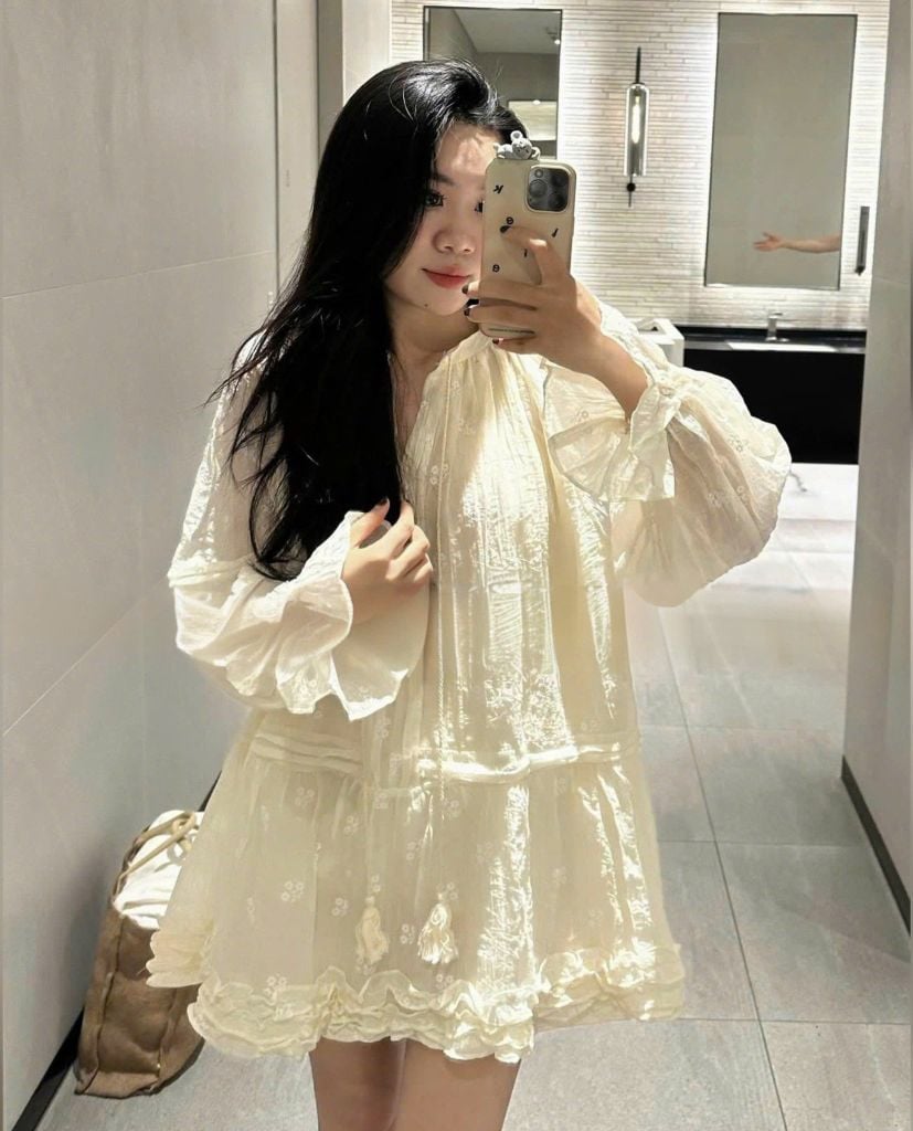 VRA0661 - ĐẦM BABY DOLL TAY DÀI, 2 LỚP CAO CẤP