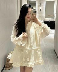 VRA0661 - ĐẦM BABY DOLL TAY DÀI, 2 LỚP CAO CẤP