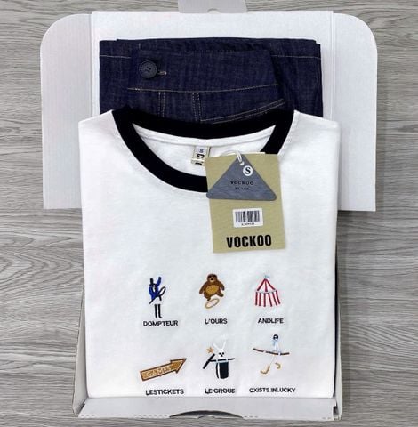 KS0953 - SET ÁO THUN THÊU - CHÂN VÁY JEAN DÀI ( KO KÈM NỊT)