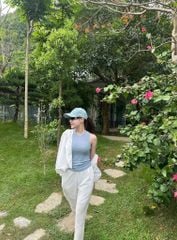 KS0986 - SET ÁO KHOÁC+ ÁO 3 LỔ + QUẦN DÀI TRẮNG ( SET 3 MÓN )