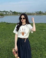 KS0953 - SET ÁO THUN THÊU - CHÂN VÁY JEAN DÀI ( KO KÈM NỊT)