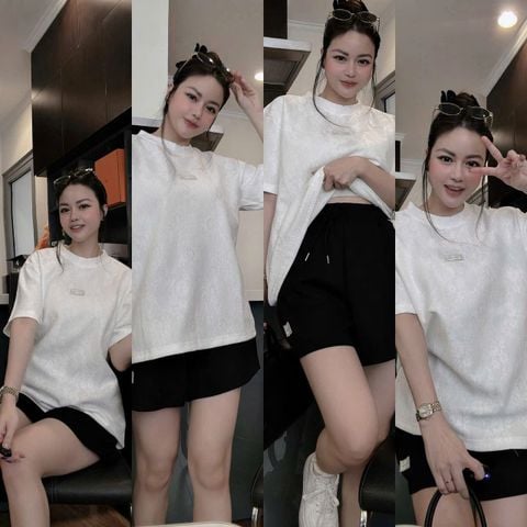 TB8693 - SET ÁO REN TRẮNG - QUẦN SHORT ĐEN