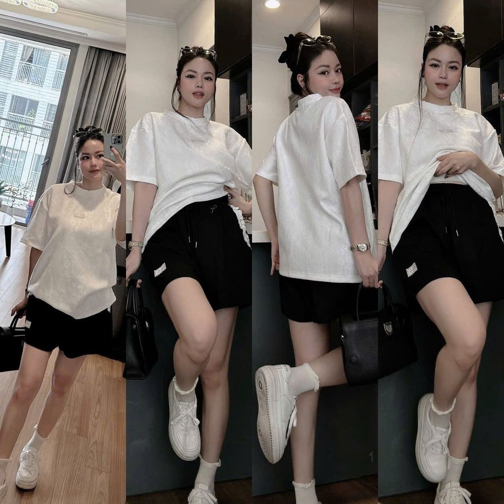 TB8693 - SET ÁO REN TRẮNG - QUẦN SHORT ĐEN