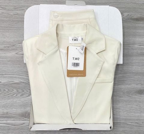 KS0995 - SET VEST 2 MÓN  - MÀU KEM ( KO KÈM ÁO TRONG)