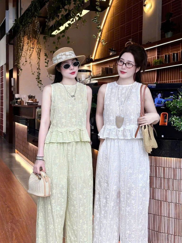 TB8686 - SET THÊU CAO CẤP XANH