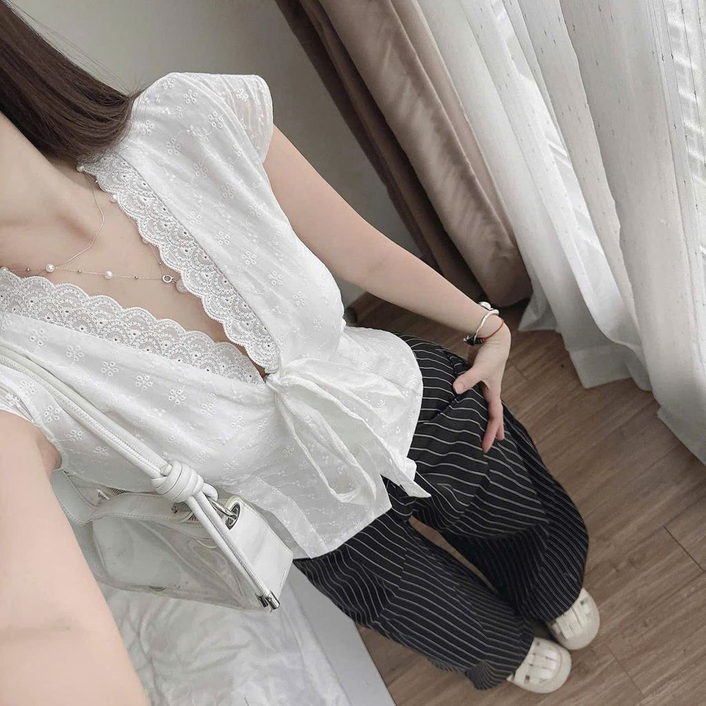 KS1010 - SET ÁO KATE THÊU - QUẦN JEAN DENIM