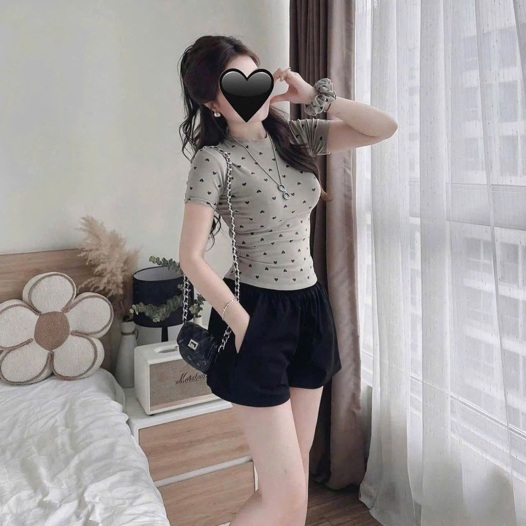 TQ4416 - ÁO THUN CHẤM BI + DÂY CỘT TÓC - MÀU TRẮNG NGÀ