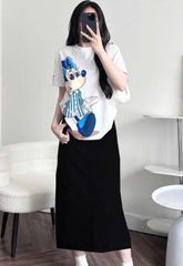 VGU0727 - SET ÁO THUN MICKEY - CHÂN VÁY ĐEN