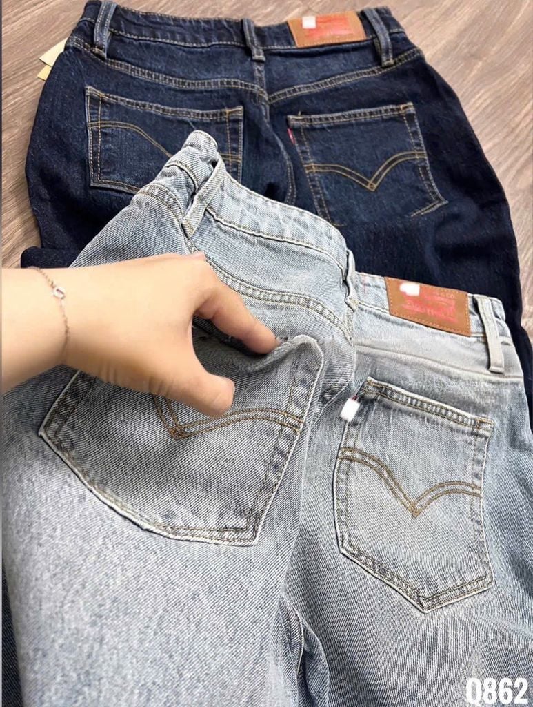 VGU0721 - QUẦN JEAN DÀI XANH NHẠT