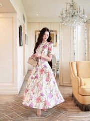 VGU0720 ĐẦM HOA TÍM DÁNG DÀI