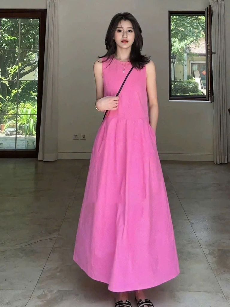 KS1021 - ĐẦM SÁT NÁCH BASIC HỒNG