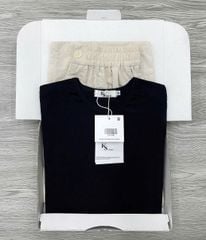 KS1019 - SET ÁO THUN ĐEN - QUẦN DÀI KEM