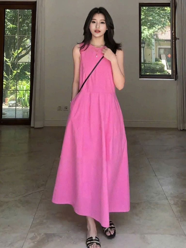 KS1021 - ĐẦM SÁT NÁCH BASIC HỒNG