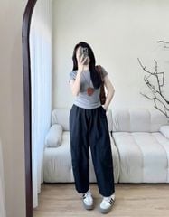 KS1018 - SET ÁO THUN XÁM - QUẦN DÀI ĐEN