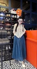 VGU0783 - SET ÁO KIỂU - CHÂN VÁY DÀI XANH