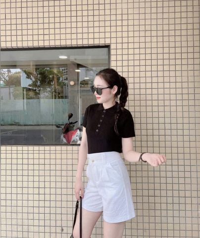 VGU0772 - SET ÁO THUN ĐEN - QUẦN LỬNG TRẮNG