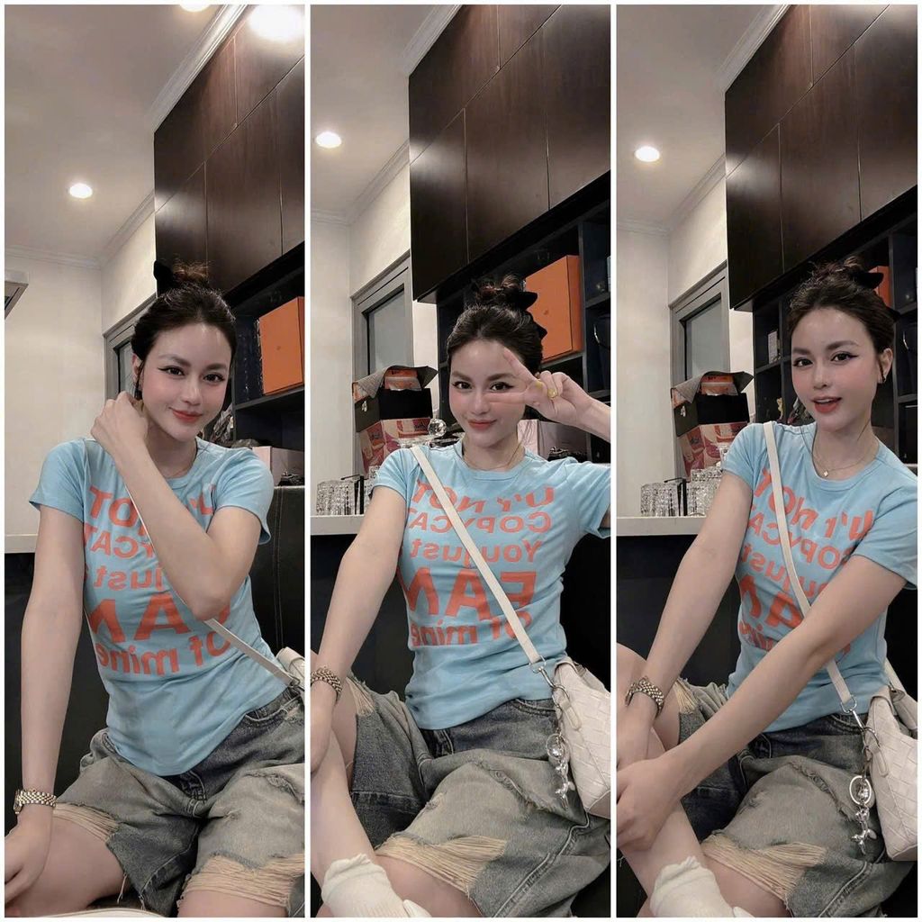 VGU0782 - ÁO THUN IN CHỮ - QUẦN JEAN NGỐ ( ÁO XANH)