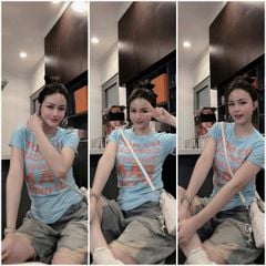 VGU0782 - ÁO THUN IN CHỮ - QUẦN JEAN NGỐ ( ÁO XANH)