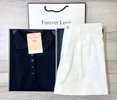 VGU0772 - SET ÁO THUN ĐEN - QUẦN LỬNG TRẮNG