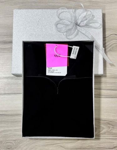 VGU0778 - ÁO THUN CỔ KHÓA KÉO PHOM NGẮN - MÀU ĐEN ( ÁO LẺ)