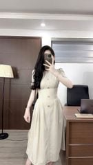 TQ4431 - ĐẦM CỔ TRÒN PHỐI NÚT
