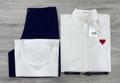 KS0945 - SET 4 MÓN - ÁO SƠ MI + ÁO 3 LỔ + QUẦN SHORT + DÂY NỊT