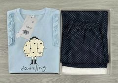 TB8760 - SET ÁO IN DAZZLING - QUẦN DÀI CHẤM BI ( ÁO XANH)