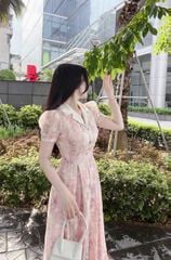KS1052 - ĐẦM HOA NHÍ CỔ SƠ MI - MÀU HỒNG