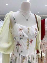 KS1042 - SET ĐẦM HOA + ÁO KHOÁC - MÀU KEM